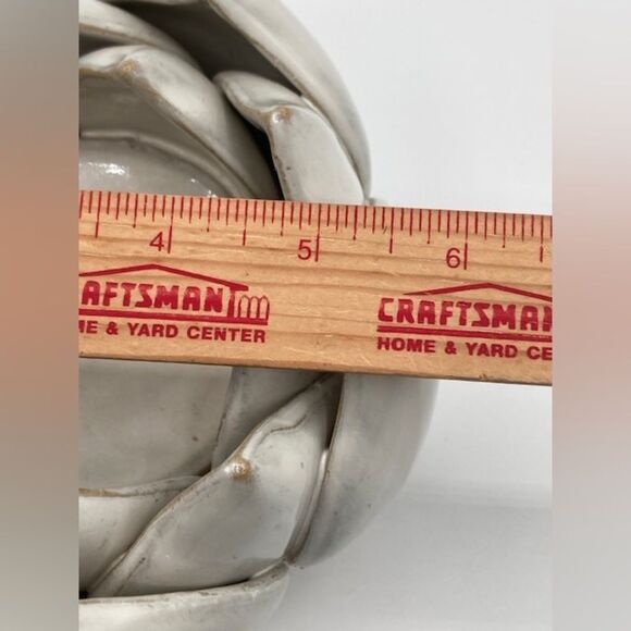 Arhaus White Lotus Water Lily Ceramic Centerpiece HEAVY Candle Holder - Picture 6 of 9